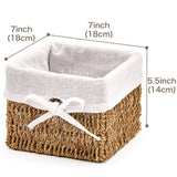 1 x RAW Customer Returns EZOWARE Set of 4 Seagrass Natural Woven Storage Basket, Braided Square Handwoven Organizer Storage Container Boxes with Insert for Baby Room, Kids Toys, Home, 18x18x14cm - RRP €30.99