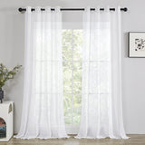 1 x RAW Customer Returns Deconovo White Linen Curtains with Eyelets Living Room Curtains 2 Pieces 140x245cm Semi Translucent Bedroom Curtains Solid Color Linen Effect Curtains with Eyelets - RRP €25.49