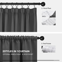 1 x RAW Customer Returns Deconovo curtains opaque ruffle tape thick curtains living room curtain blackout cold protection, 138 x 168 cm height x width , dark grey, set of 2 - RRP €36.2