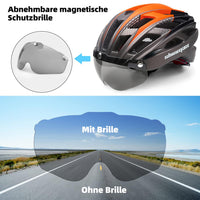 1 x RAW Customer Returns Shinmax Bicycle Helmet Men Women Bicycle Helmet with Visor Magnetic Removable Goggles Bicycle Helmet with Light for Adults Cycling Helmet Adjustable City Helmet Breathable Safety Protection MTB Helmet - RRP €46.45