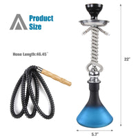 2 x Brand New REANICE 22 Shisha Water Pipe Hookah Set with 2 Hoses Glass Water Pipe Chicha Kit, Narghile Smokebox Bar Accessories Blue -  - RRP €67.98