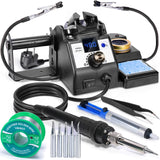 1 x RAW Customer Returns YIHUA 926LED-IV 60W soldering station 90 480 C soldering iron set with 2 attachable helping hands, soldering wire dispenser, 5 additional soldering tips, desoldering pump, lead-free solder, ESD-safe tweezers EU PLUG  - RRP €59.99