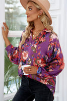 3 x Brand New Aleumdr Top Women Blouse Elegant V-neck Floral Chiffon Blouse Women Long Sleeve Tunic Shirt Blouses Vintage Women Long Sleeve Shirts Blouses Tops A-8 M - RRP €84.66