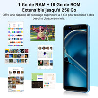 1 x RAW Customer Returns Xgody Mobile Phone, Display 5.5 Inch Android 9 Quad Core, 16GB ROM SD 64GB, Battery 2500mAh, Dual Camera 5MP Smartphone, Dual SIM, 3 Slots Face ID 3G Blue  - RRP €21.6