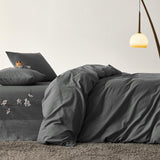 1 x RAW Customer Returns Lanqinglv bed linen 200x200cm gray anthracite dark gray plain duvet cover duvet cover double bed and 2 pillowcases 80x80cm with zip - RRP €35.09