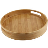 1 x RAW Customer Returns CHEUKYIU Round Bamboo Tray Diameter 30cm Thickness 5cm Bamboo Tray with Handles Round Wooden Tray for Snacks Fruit Coffee Tea Wine Wood - RRP €22.8