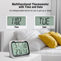 1 x RAW Customer Returns ThermoPro TP393 Digital Room Thermometer Humidity Meter for Home, Automatic Data Sync via Bluetooth with 80 m Range, Rechargeable Hygrometer with Clock - RRP €26.04