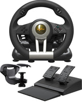 1 x RAW Customer Returns PXN V3 Pro steering wheel with pedals, gaming steering wheel, vibration feedback racing steering wheel, 180 steering wheels, games steering wheel for PC, PS4, PS3, Xbox and NS Switch - black - RRP €95.99