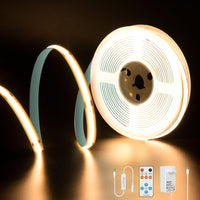 1 x RAW Customer Returns PAUTIX COB LED Strip 2700K Warm White 5M, Dimmable 24V 2400LEDs White LED Strip Light Set with Timer Function RF Remote Control and GS Power Supply, CRI93 Bright Under Cabinet Light for Home DIY Decoration - RRP €22.18