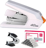 1 x RAW Customer Returns Deli Labor-saving stapler, office stapler for 40-50 sheets capacity, with 1500 staples and staple remover, for office school home desk accessories metal stapler white  - RRP €15.99