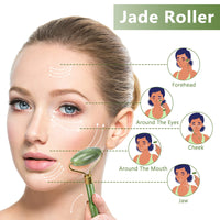 1 x RAW Customer Returns Jade Roller Set for Face, Gua Sha Stone Massage Set Facial Massager Natural Scraping Stone Massage Tool with Mask Brush for Anti-Aging - RRP €9.99