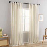 1 x RAW Customer Returns VOILYBIRD curtain loop curtain set of 2 for living room linen blend cream, H220 x W140 cm  - RRP €34.27