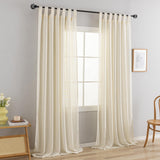 1 x RAW Customer Returns VOILYBIRD curtain loop curtain set of 2 for living room linen blend cream, H220 x W140 cm  - RRP €34.27