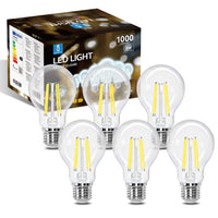 1 x RAW Customer Returns Aigostar LED E27 vintage light bulb 8W replaces 72W , 1000 lumens, cold white 6500K beam angle 330 , A60 Edison lamp filament retro transparent flicker-free, CRI 80, 6 pieces - RRP €19.18