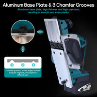 1 x RAW Customer Returns Cordless Planer Compatible with Makita 18V Battery, Professional 18V Cordless Planer Hand Planer Electric Planer One-Hand Planer, Planing Width 82 mm, Chip Depth 2 mm, 16500RPM, Planing Machine Wood   - RRP €85.98