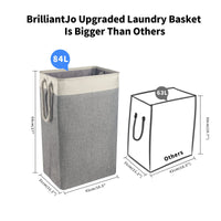 1 x RAW Customer Returns BrilliantJo Large Laundry Basket 84L, Foldable Laundry Hamper with Rope Handles Storage Container Suitable for Bedroom Laundry Room Bathroom 68 x 42 x 31 cm Beige Gray - RRP €20.99