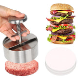 1 x RAW Customer Returns Alrens Burger Press 304 Stainless Steel for Delicious Hamburgers, Adjustable Burger Press Patty Maker with 200 Silicone Oil Paper, Burger Pattie Press 100g - 400g - RRP €20.02