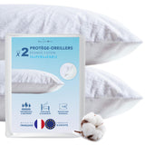 1 x RAW Customer Returns Lazy Bear Home Pillow Protector 65x65 cm Waterproof Set of 2, Absorbent Cotton Sponge, pillowcase French brand, Made in EU - RRP €15.98