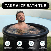 1 x RAW Customer Returns B Y Large Foldable Ice Bath with Lid 90cm Adult Inflatable Bathtub, Freestanding Mobile Bathtub, for Outdoor Ice Bath, Spa Shower - RRP €139.99