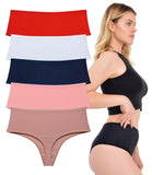 1 x RAW Customer Returns LadyMelex Women s Cotton High Waist Thongs 5 Pack Daily Use Red Mink White Salmon Navy - RRP €27.6