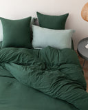 5 x Brand New MILDLY bed linen 135x200 green 4 pieces, 100 microfiber plain bed linen set with 2 pillowcases 80x80 cm, OekoTex certified suitable for allergy sufferers, bed linen dark green with zipper - RRP €152.15