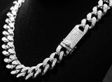 1 x RAW Customer Returns Halukakah Men s Gold Chain Iced Out,20MM Men Cuban Chain Miami Platinum Plated White Gold Choker Necklace 55cm,Full Cz Diamond Cut Prong Set,Gift for Him - RRP €37.34