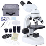 1 x RAW Customer Returns Binocular Microscope, 40X-1000X Compound Binocular Microscope for Adults Kids, with Dual LED Illumination, Microscope Slides, Storage Case, Phone Adapter - RRP €149.99