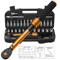 1 x RAW Customer Returns Torque wrench bicycle 1 4 inch, 1-25 Nm, 3 error accuracy, 72 teeth ratchet, 33-piece torque wrench set for motorcycle and bike, including extension rods, 1 4 - 3 8 adapter, sockets - RRP €44.62