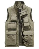 1 x RAW Customer Returns Oralidera Men s Multi-Pocket Vest Journalist Vest Fishing Jacket for Photography Jacket Hiking and Outdoor Activities Vest, A-Khaki, XXL - RRP €33.46