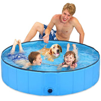 1 x RAW Customer Returns Taeku Dog Pool, Durable Non-Slip PVC Folding Bathtub Bathtub for Small Dogs Large Pets Cats Blue 160 x 30  - RRP €40.99