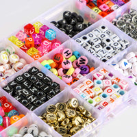 4 x Brand New 1800 PCS Acrylic Letter Beads Alphabet Letter Beads 6 Styles A-Z Cube Colorful DIY Beads with 10m Cord for Jewelry Making DIY Necklace Bracelet Necklaces Accessory 1800  - RRP €79.96