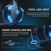 1 x RAW Customer Returns PHOINIKAS Gaming Headset for PS4 PS5 PC Xbox One Switch with 3D Surround Sound, Noise Cancelling Microphone, LED Lights, 50MM Earmuffs, Over-Ear Headphones with 3.5mm Cable - RRP €19.99