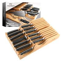 1 x RAW Customer Returns NANFANG BROTHERS knife block set, 14-piece damask knife kitchen knife set with bamboo wood block VG10, 67 layers superior damask steel blades, Japanese stainless steel knife sets, perfect knife set - RRP €219.99