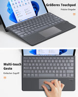 1 x RAW Customer Returns MoKo Touchpad Keyboard for Microsoft Surface Pro 11 2024 Pro 10 Pro 9 Pro X Pro 8 13 , QWERTZ Layout Wireless Keyboard with Pen Holder Integrated Rechargeable Battery Bluetooth Keyboard - Gray - RRP €61.99