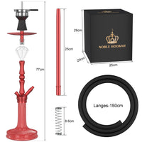 1 x RAW Customer Returns NOBLE HOOKAH 77cm Shisha Set Completely made of aluminum tube with 1 connection and complete shisha accessories - Shisha head, beautiful glass vase, molasses catcher, 1 hose and handle red  - RRP €66.0