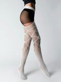 1 x RAW Customer Returns 6 fishnet stockings white, grey, wine red, coffee, navy blue, black  - RRP €19.49