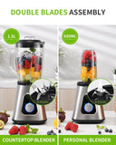 2 x RAW Customer Returns KIDISLE 1200W Stand Mixer Professional 2-1Smoothie Maker Combination 1.5L Glass Container Blender High Performance Blender with 650ml Travel Mug 3 Speed Stand Mixer Glass for Smoothie Shake Frozen Drinks Sauces - RRP €113.98