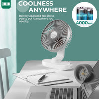 1 x RAW Customer Returns OCOOPA Fan Automatic Oscillating Quiet 30db, 3600mAh Battery and USB Table Fan with Strong Airflow, 4 Speeds Portable Small Fan for Office, Home and Outdoor - RRP €20.16