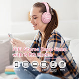 1 x RAW Customer Returns Uliptz Wireless Bluetooth Headphones, 65 Hours Playtime, 6 EQ Sound Modes, Over Ear HiFi Stereo Wireless Headphones with Microphone, Bluetooth 5.3 Headphones for Travel Office Phone PC Pink  - RRP €25.97