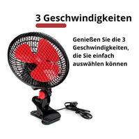 2 x RAW Customer Returns GROWMANIA Oscillating Fan 2 Speeds 20cm 20W Power Electric Fan Black with 3 Red Blades Quiet 360 Degrees - RRP €53.9