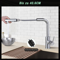 1 x RAW Customer Returns DJS kitchen faucet extendable with shower two water jet types, kitchen mixer tap 360 swivel, kitchen fitting stainless steel, chrome - RRP €62.99