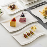 1 x RAW Customer Returns MALACASA, Flora Series, 2-Piece Set Cream White Porcelain 13.25 11 Inch Flat Plate Dinner Plate Cake Plate Dessert Plate Square Rectangular Serving Plate - RRP €29.23