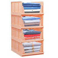 1 x RAW Customer Returns Set Foldable Wardrobe Storage Boxes Plastic Storage Boxes Shelf Baskets Folding Kitchen Drawer Inserts Stackable Storage Boxes Transport Boxes Cabinet Container Cube Drawer Pink  - RRP €31.75