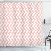 1 x RAW Customer Returns ABAKUHAUS Pale Pink Shower Curtain, Geometric Mosaic Grid, Durable Waterproof Material Digital Print, 175 x 200 cm, Blush White - RRP €24.99