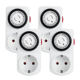 1 x RAW Customer Returns Mechanical timer socket, G-Homa set of 4 24-hour program analogue timer socket for indoor use, daily on off cycle, for lights, lamps, 30 min switching interval - RRP €19.15