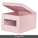 1 x RAW Customer Returns mDesign Large Fabric Organizer Box Stackable Storage Box with Lid and Window for Organizing Closets or Storing Clothes and Shoes Polka Dot Closet Organizer Pink White - RRP €18.99