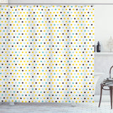 1 x RAW Customer Returns ABAKUHAUS Retro Shower Curtain, Retro Round Polka Dots, Durable Waterproof Material Digital Print, 175 x 200 cm, Mint Green Marigold - RRP €22.51