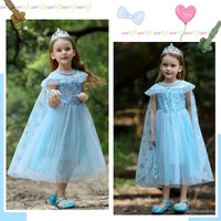 1 x Brand New ZaisuiFun Princess Elsa Dresses Birthday Party Halloween Ice Queen Costume with Accessories for Little Girls Mardi Gras Snow Queen Disguise Blue Carnival Blue, 134-140 label 140  - RRP €32.99