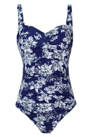 3 x Brand New Aidotop Women s One-Piece Swimsuit Ruched Flat Stomach Effect Halter Adjustable Elegant Sports Monokini M, Blue White Flower  - RRP €69.72