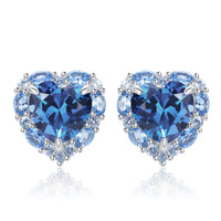 1 x RAW Customer Returns JewelryPalace Heart Love 5ct Blue Zirconia Created Spinel Stud Earrings Silver 925 Women, Jewelry Set Women, Earrings Silver with Gemstone Girls, Stud Earrings with Stone Gift for Girlfriend - RRP €37.68